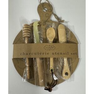 NEW Mud Pie Charcuterie Board Serving Set 5.75" Utensils Cheese Appetizers Party